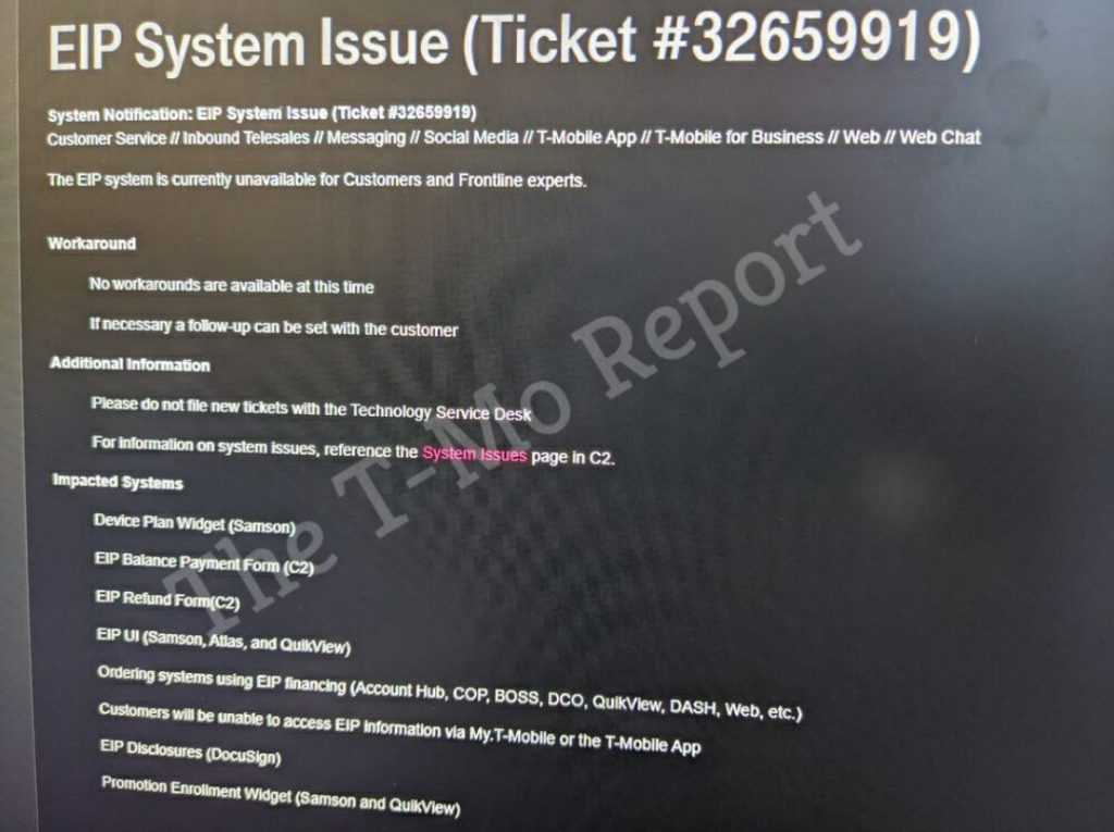 Update Resolved Eip System Having Issues At T Mobile The T Mo Report