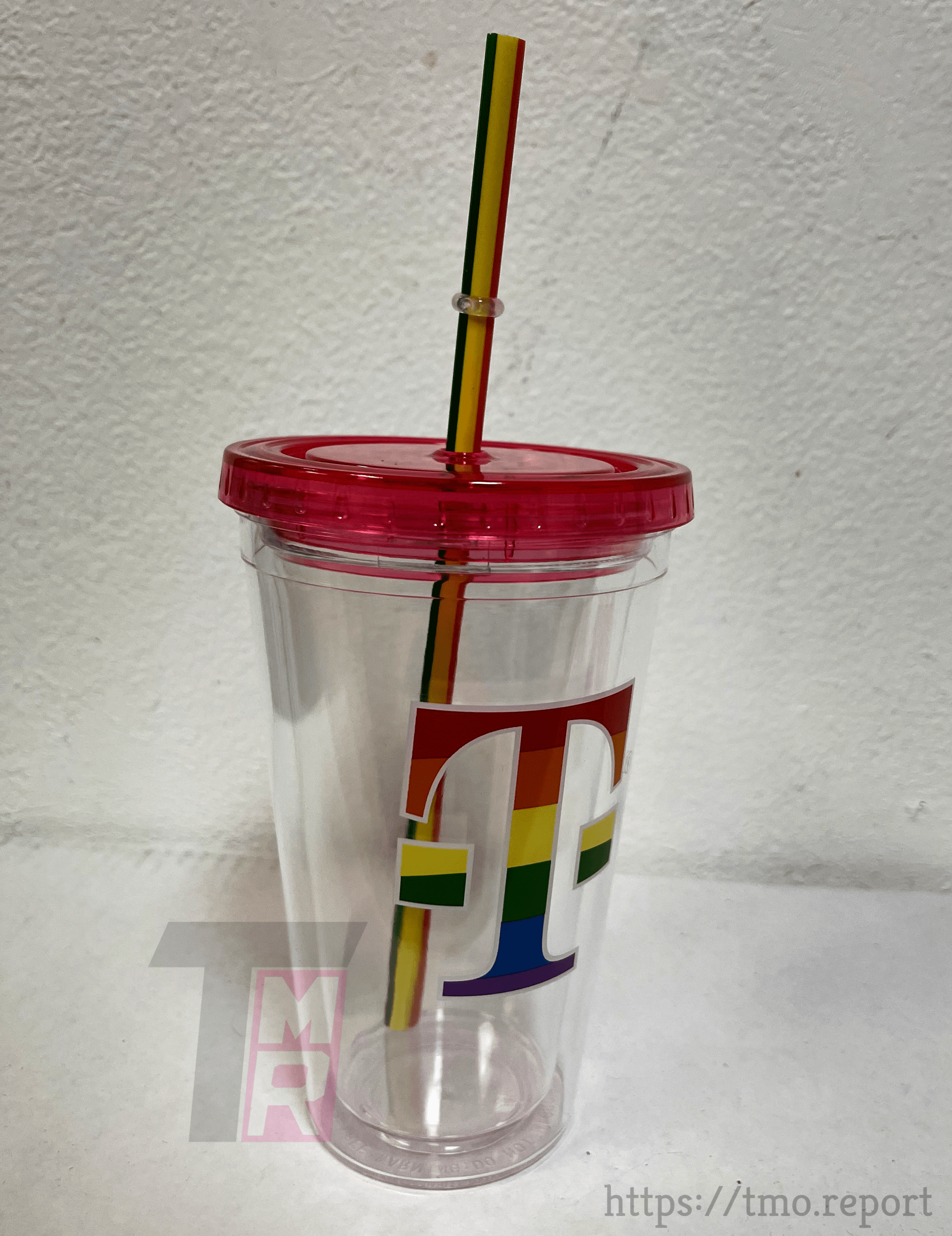 Pride Month Rainbow T-Mobile Tumbler cup with straw Double wall 12oz NEW LGBTQ 