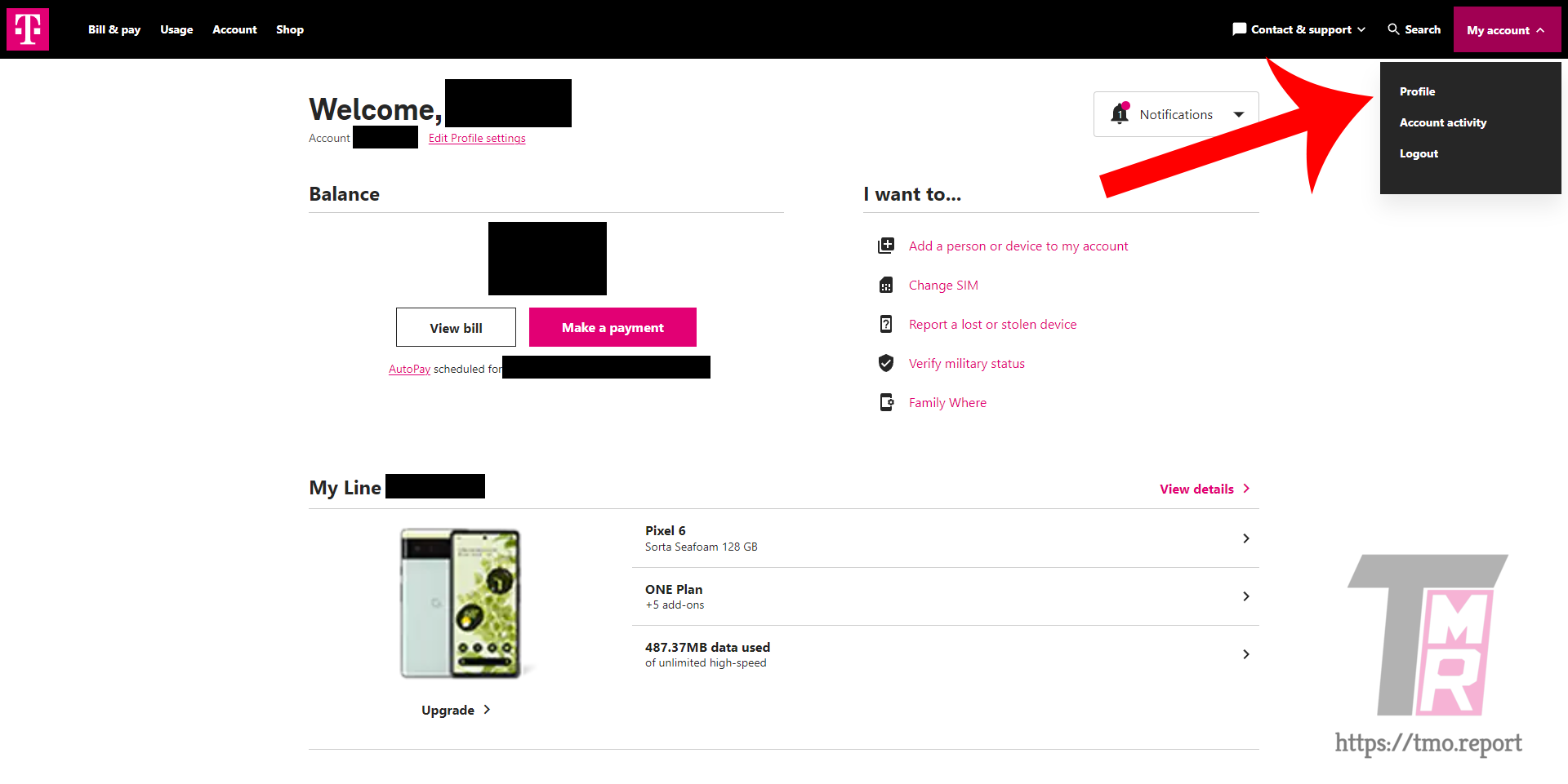 how to get my account pin t mobile