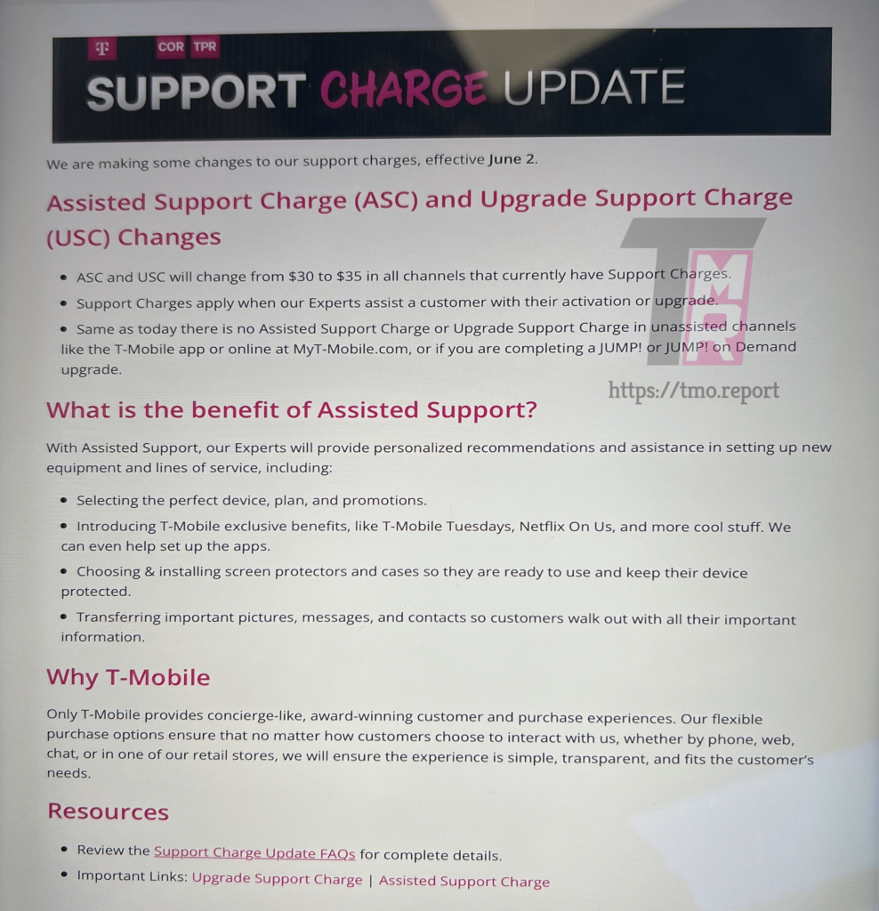 support fee increase