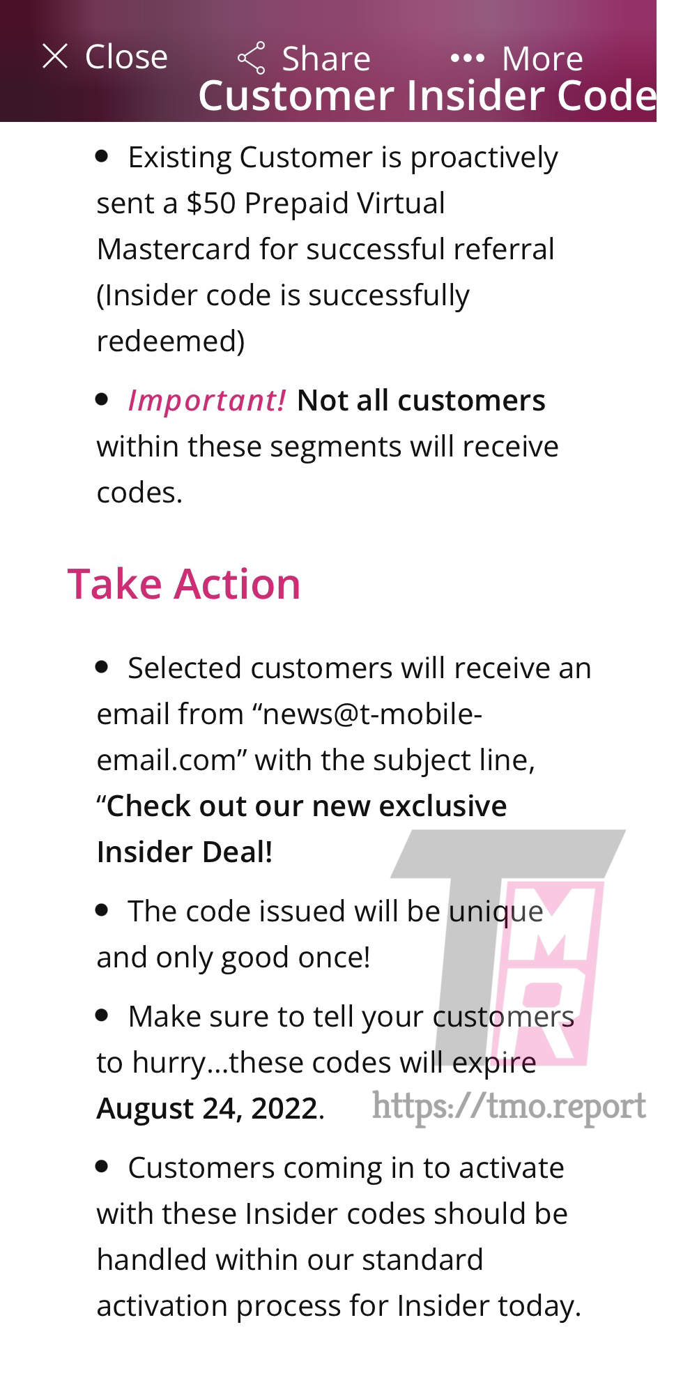 TMobile Is Sending Some Customers Insider Codes To Give To Friends